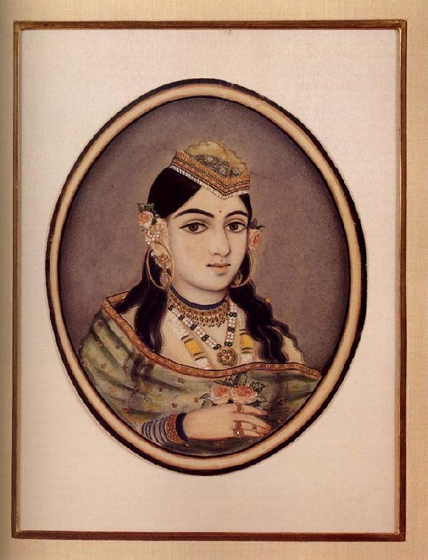 unknow artist A Courtesan of Maharaja Sawai Ram Singh of Jaipur Dressed for the Spring Festival Germany oil painting art